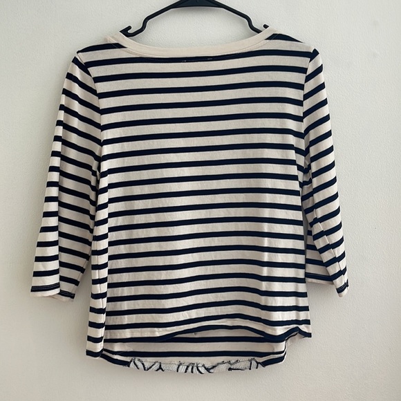 Maeve Black and Cream Floral and Striped Top - Picture 6 of 7